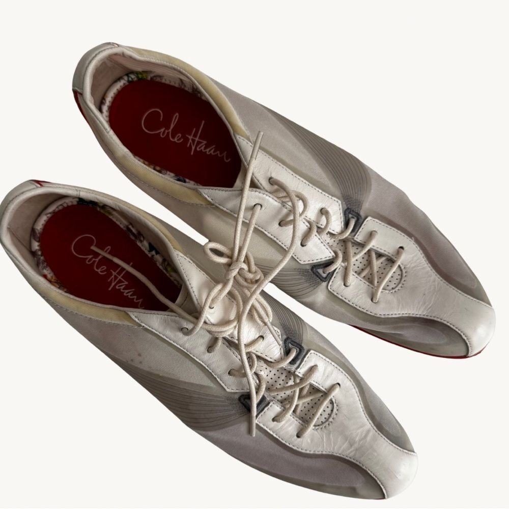 Cole Haan Nike Air Flywire Sneakers Womens 9.5B White Red Lace Up Retro Rare